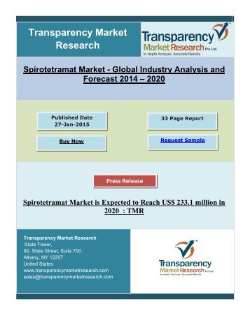 Spirotetramat Market is Expected to Reach US$ 233.1 million in 2020 | TMR