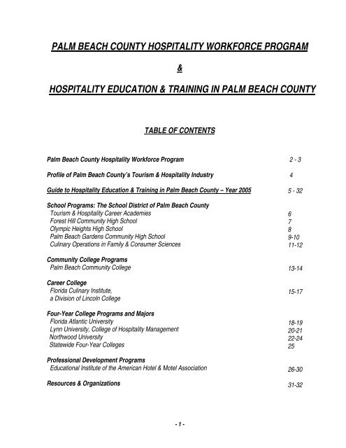 HOSPITALITY EDUCATION & TRAINING - Hotel Force Palm Beach