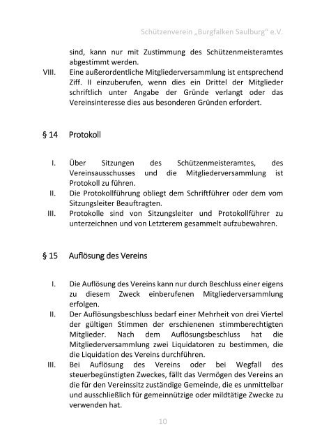 Satzung - Buch