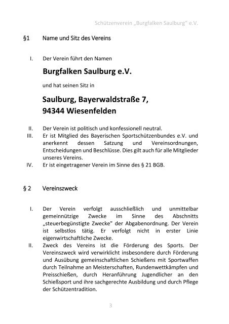 Satzung - Buch