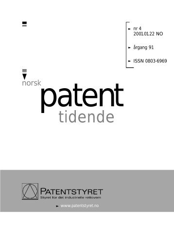 Norsk Patenttidende nr 04 – 2001 - Patentstyret