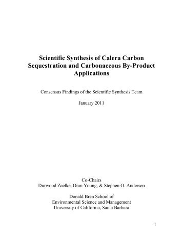 Scientific Synthesis of Calera Carbon Sequestration and ...