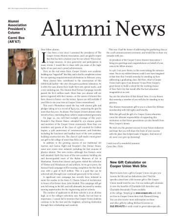 Alumni Association President's Column Carmi Bee ... - Cooper Union