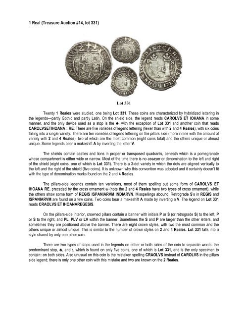 The Charles and Joanna Silver Coinage of Santo Domingo-Ed SND