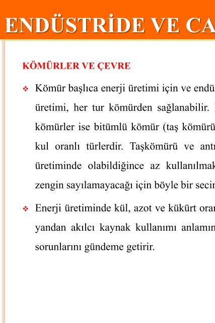 10. Sınıf Endüstride ve Canlılarda Enerji - Fosil Yakıtlar