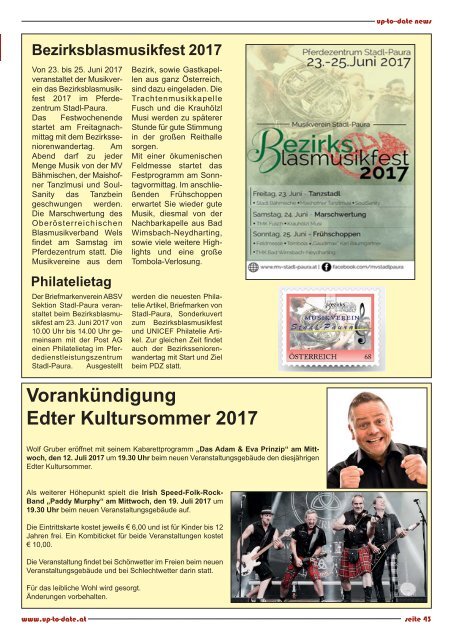 news from edt - lambach - stadl-paura Mai 2017