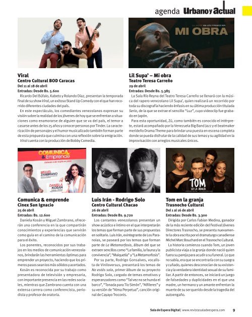 Revista Sala de Espera Venezuela Nro 154, Abril-Mayo 2017