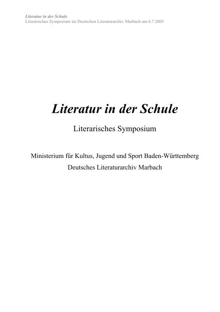 Broschüre Literatur In Der Schule Bildung Stärkt Menschen - 