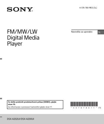 Sony DSX-A202UI - DSX-A202UI Consignes dâutilisation SlovÃ©nien