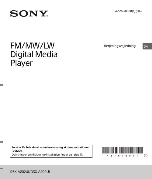 Sony DSX-A202UI - DSX-A202UI Consignes d&rsquo;utilisation Danois