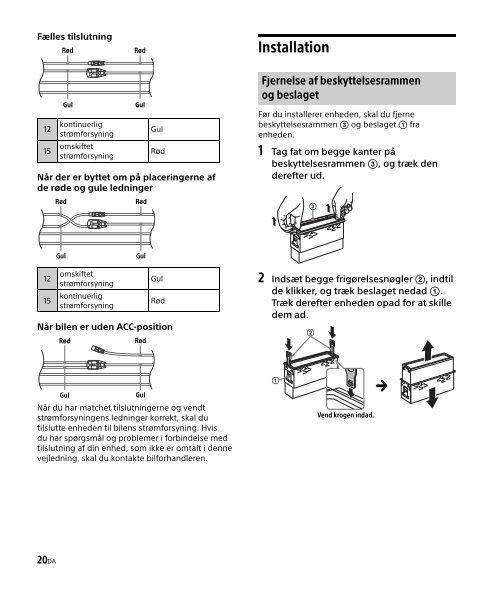 Sony DSX-A202UI - DSX-A202UI Consignes d&rsquo;utilisation Danois