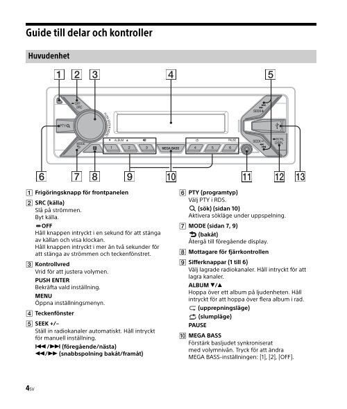 Sony DSX-A202UI - DSX-A202UI Consignes d&rsquo;utilisation Su&eacute;dois