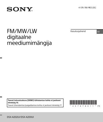 Sony DSX-A202UI - DSX-A202UI Consignes dâutilisation Estonien