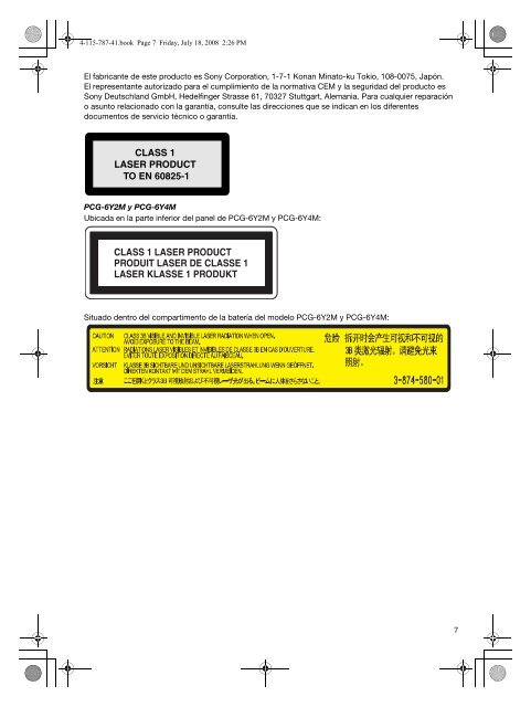 Sony VGN-TT1 - VGN-TT1 Documents de garantie Espagnol
