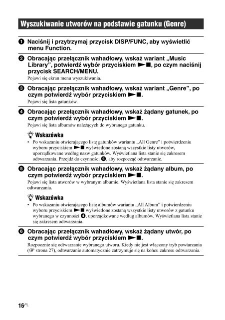 Sony NW-A608 - NW-A608 Consignes d&rsquo;utilisation Polonais