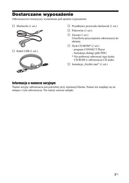 Sony NW-A608 - NW-A608 Consignes d&rsquo;utilisation Polonais