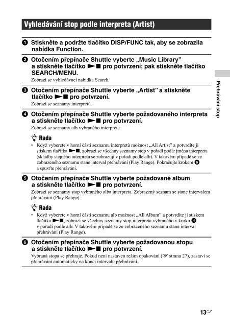 Sony NW-A608 - NW-A608 Consignes d&rsquo;utilisation Tch&egrave;que