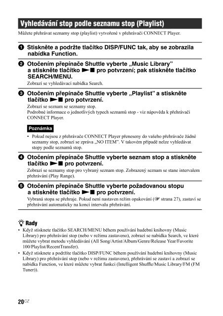 Sony NW-A608 - NW-A608 Consignes d&rsquo;utilisation Tch&egrave;que