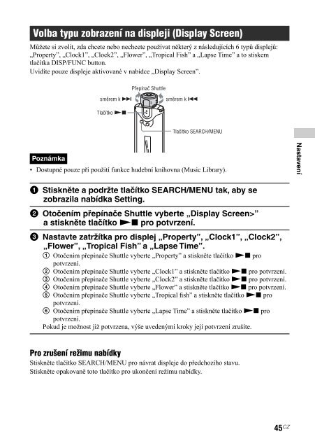 Sony NW-A608 - NW-A608 Consignes d&rsquo;utilisation Tch&egrave;que