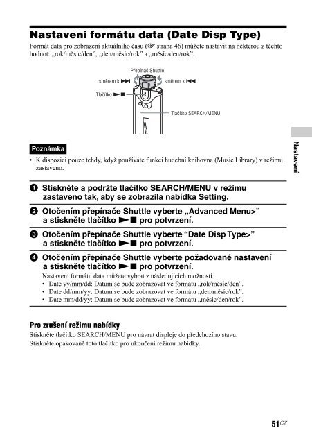 Sony NW-A608 - NW-A608 Consignes d&rsquo;utilisation Tch&egrave;que