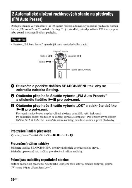 Sony NW-A608 - NW-A608 Consignes d&rsquo;utilisation Tch&egrave;que