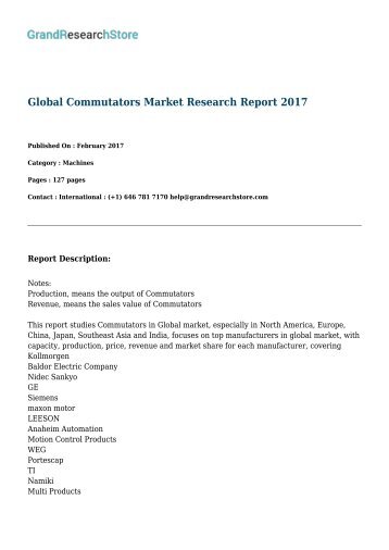 Global Commutators Market Research Report 2017