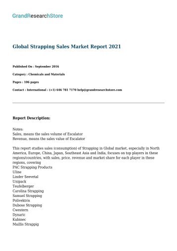 Global Strapping Sales Market Report 2021