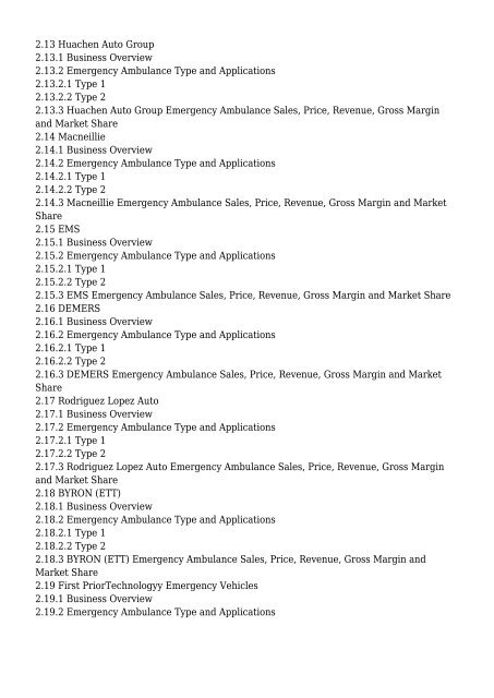 Global Emergency Ambulance Market by Manufacturers, Regions, Type and Application, Forecast to 2021