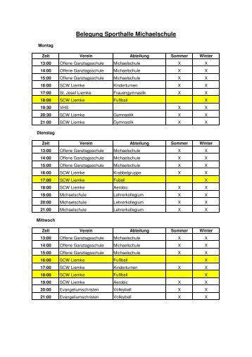 Belegung Sporthalle Michaelschule