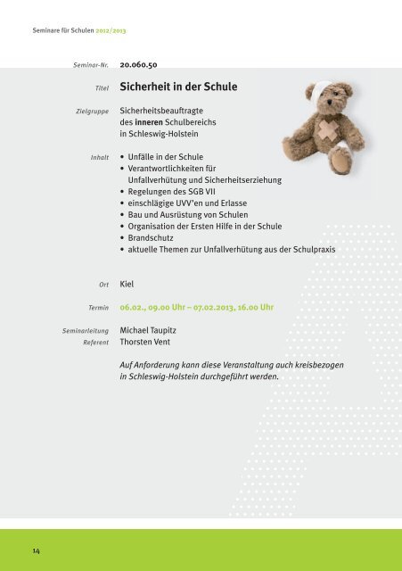 Seminare für Schulen 2012 /2013 - Unfallkasse Nord