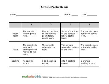 AcrosticPoetryRubric