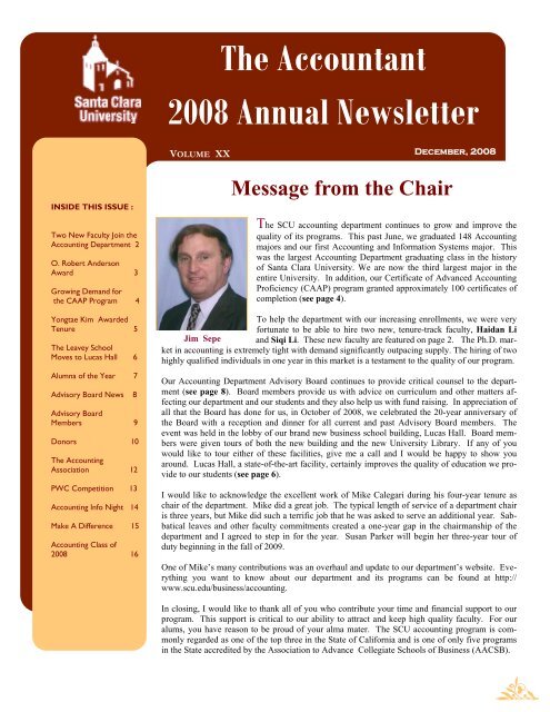 The Accountant 2008 Annual Newsletter - Santa Clara University