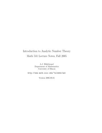 Introduction to Analytic Number Theory Math 531 ... - Mathematics