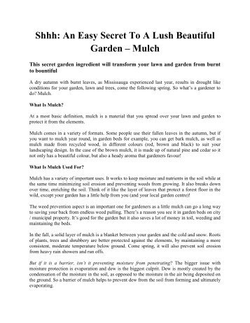 Shhh: An Easy Secret To A Lush Beautiful Garden – Mulch