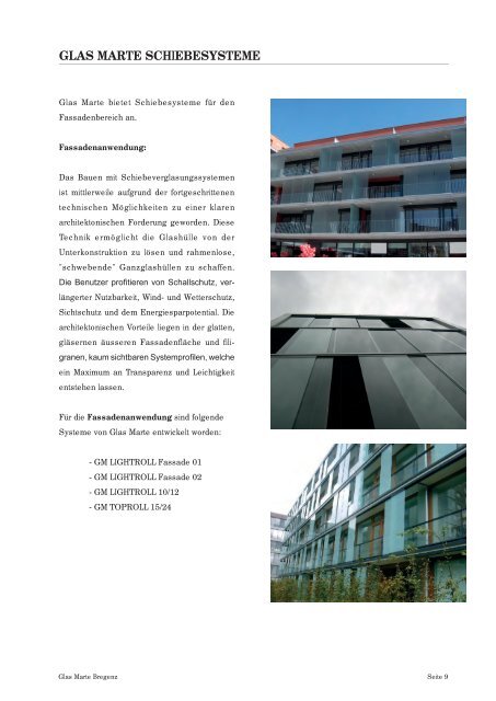 Schiebesysteme für Fassaden - Produktkatalog