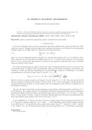 On primes in quadratic progressions - Department of Mathematics