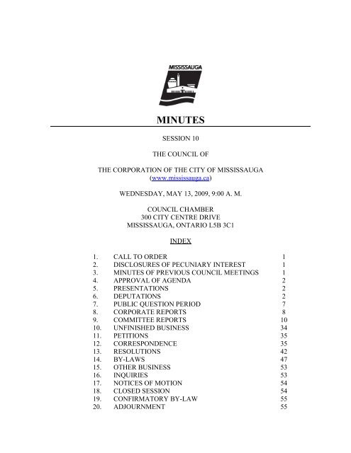 Council Minutes May 13, 2009 - City of Mississauga