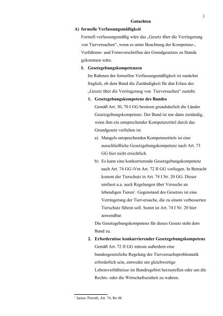 Gutachten A) formelle Verfassungsmäßigkeit Formell