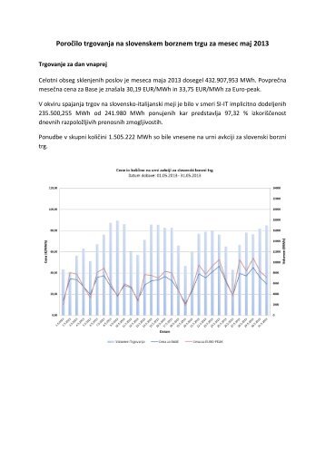Poročilo trgovanja maj 2013