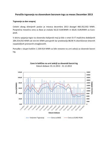 Poročilo trgovanja december 2013