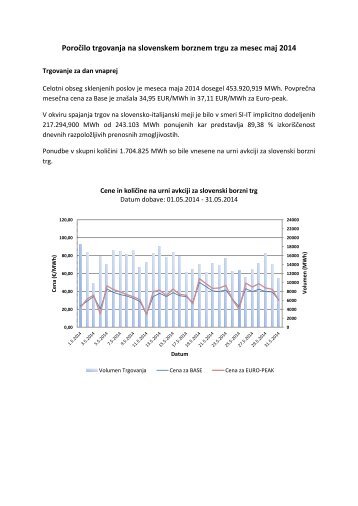 Poročilo trgovanja maj 2014