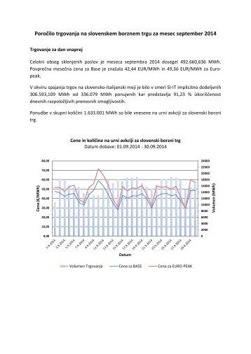 Poročilo trgovanja september 2014
