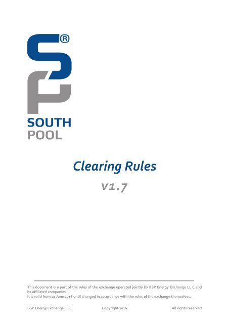Clearing Rules