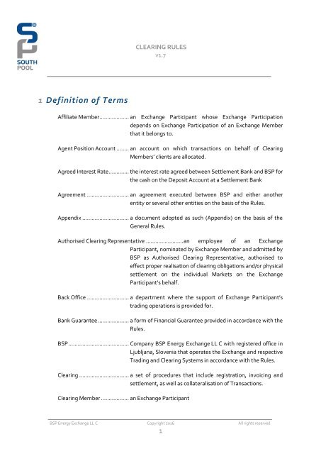 Clearing Rules