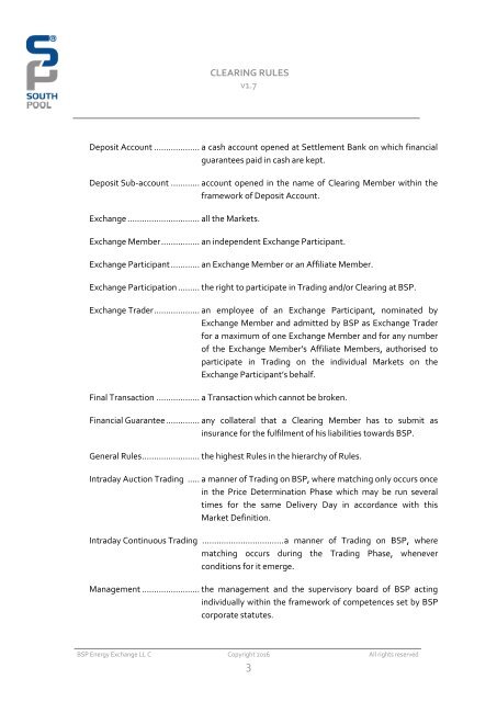 Clearing Rules