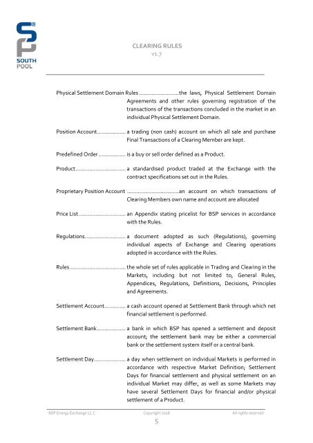 Clearing Rules