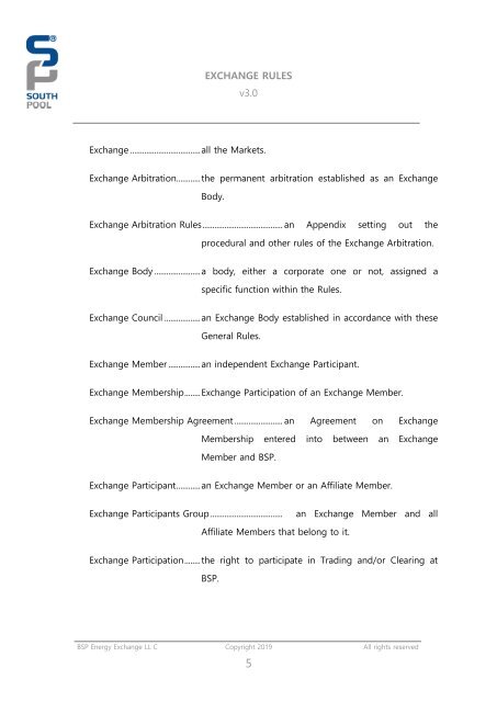 Exchange Rules