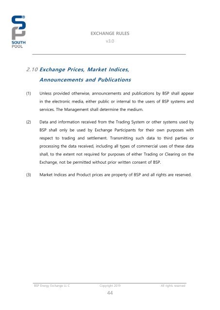 Exchange Rules