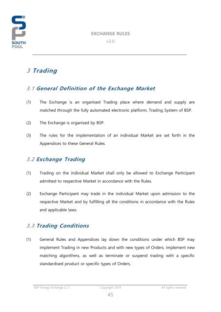 Exchange Rules