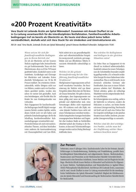 VSAO JOURNAL Nr. 5 - Oktober 2014